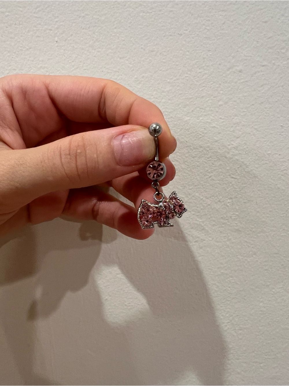 Pink Crystal Scottie Dog Belly Button Ring
